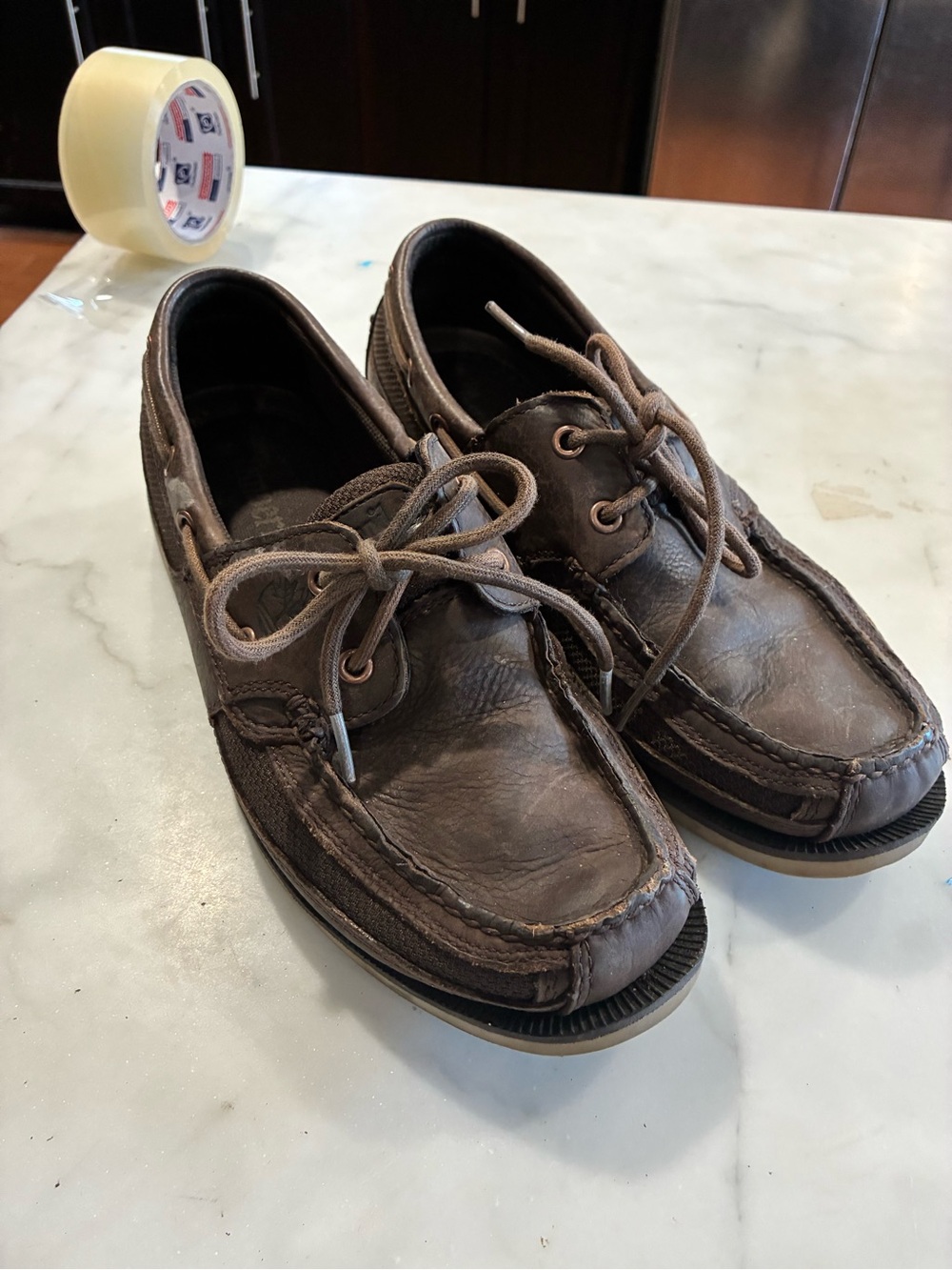 Timberland 71024 Men Brown Moc Toe Leather Boat Slip On Shoes Size 9 M